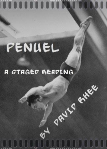A man hangs upside down in the air int he midst of a high-dive.